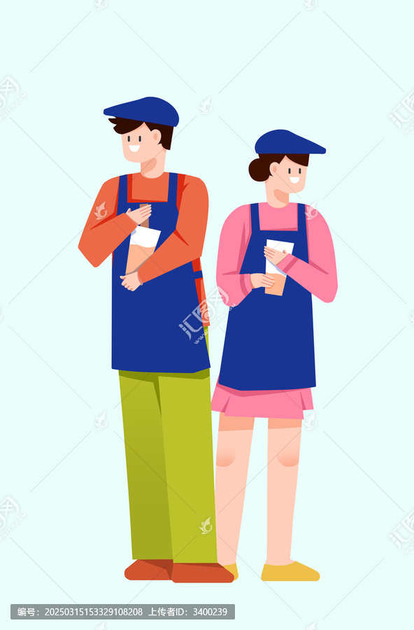 男女雙人奶茶服務員