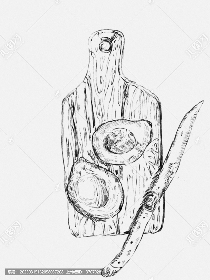 牛油果素描手繪