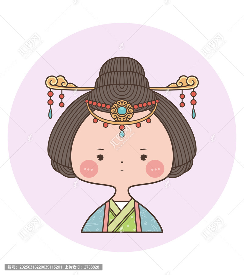 手繪古風(fēng)女孩頭像治愈插畫