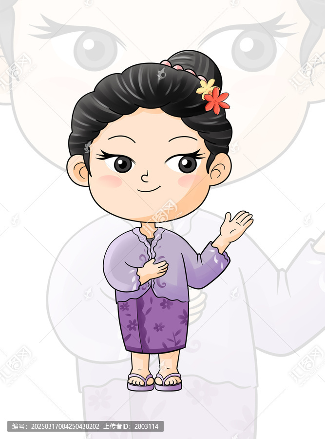 卡通帶花女孩
