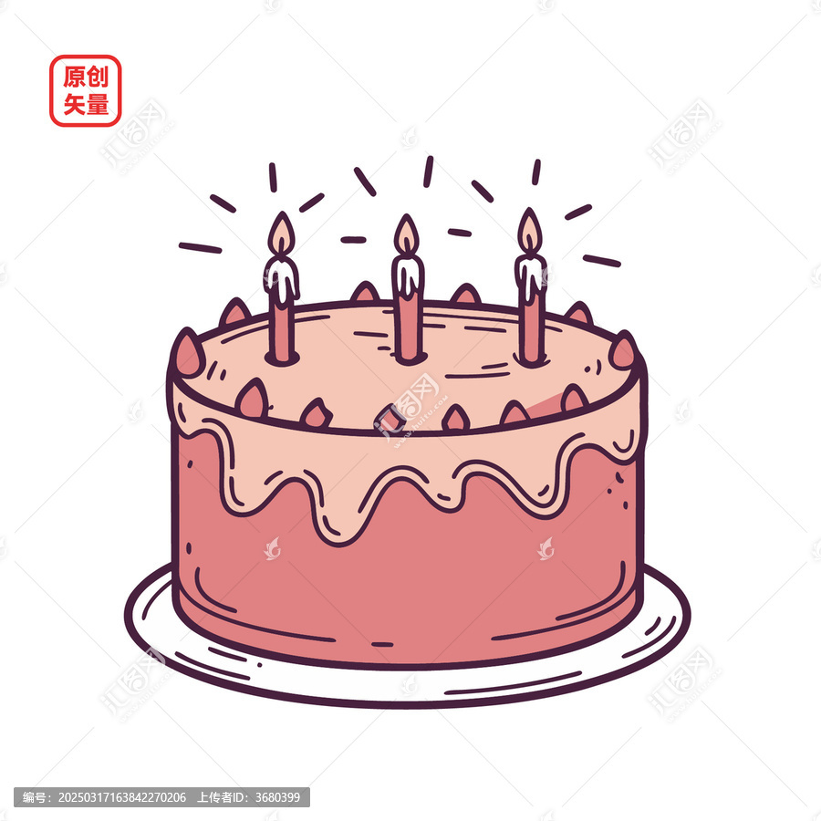 矢量插圖美味生日蛋糕
