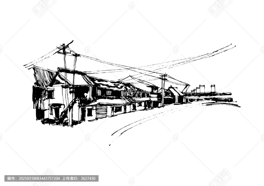 民居建筑手繪鋼筆畫