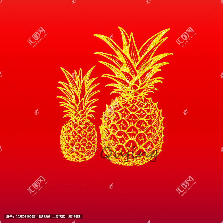 菠蘿燙金圖
