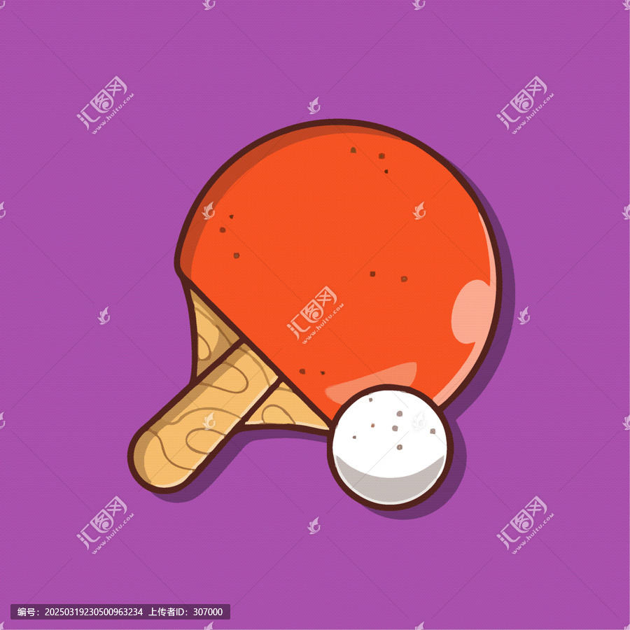 可愛乒乓球拍子卡通Q版兒童插畫