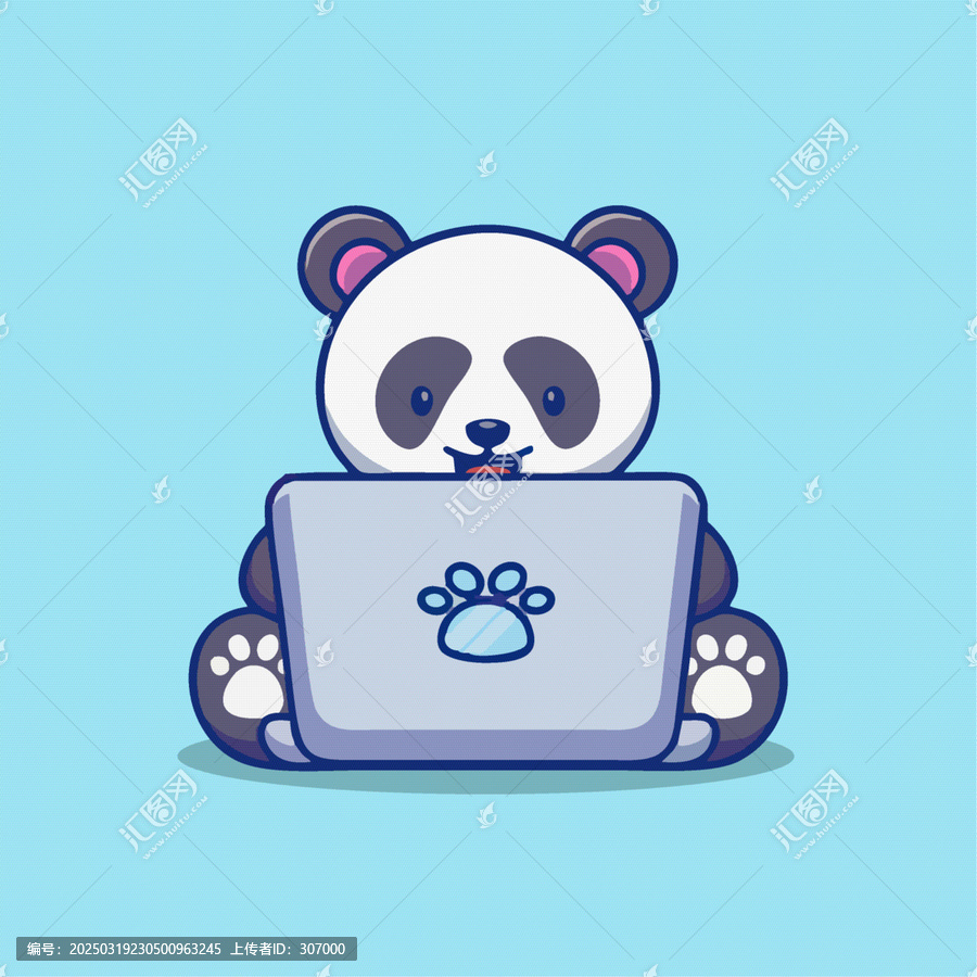 可愛熊貓辦公筆記本卡通Q版兒童插畫