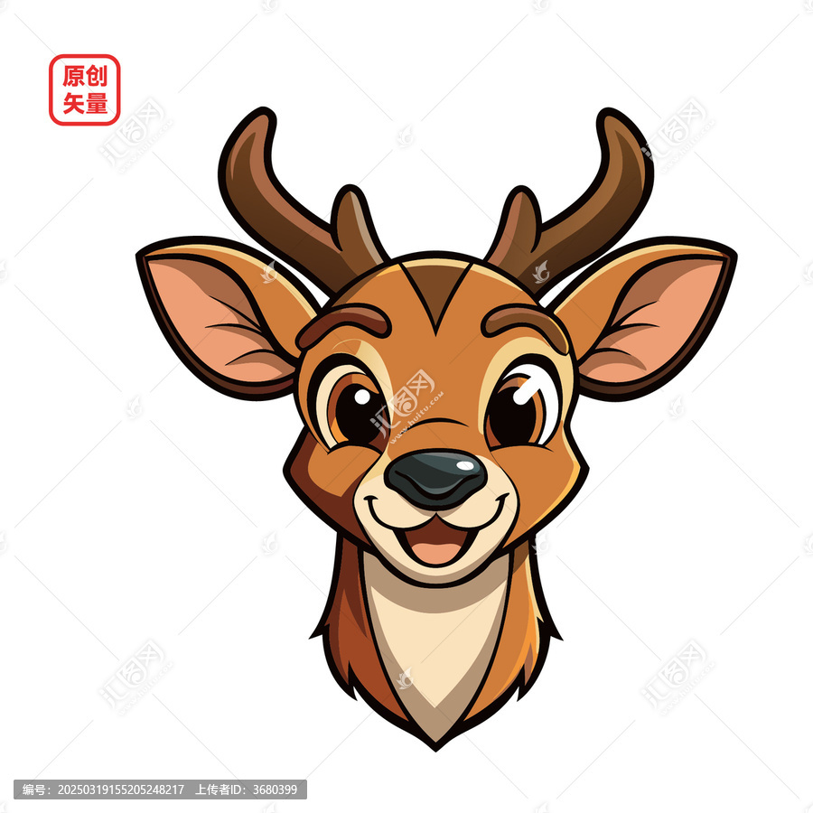 矢量插圖動物開心小鹿頭像