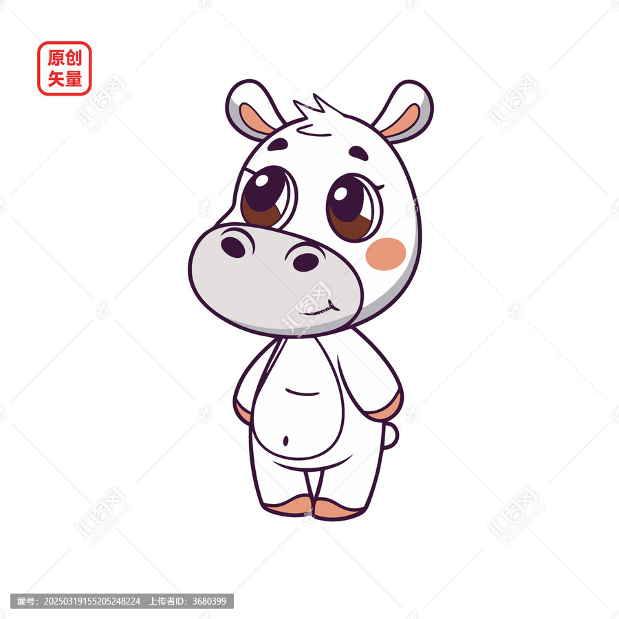 矢量插圖動(dòng)物可愛河馬寶寶