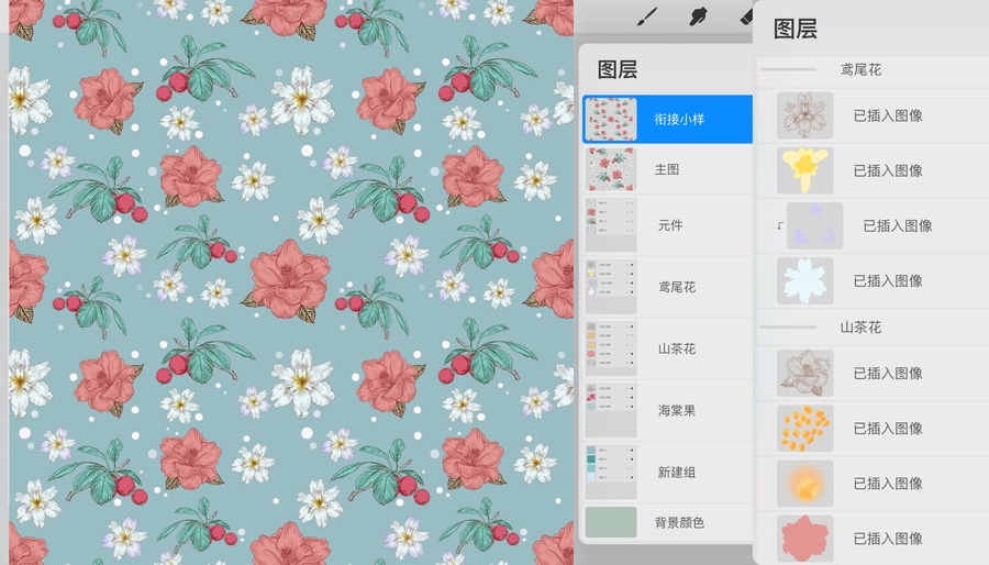 布藝花卉數(shù)碼印花無縫銜接圖案