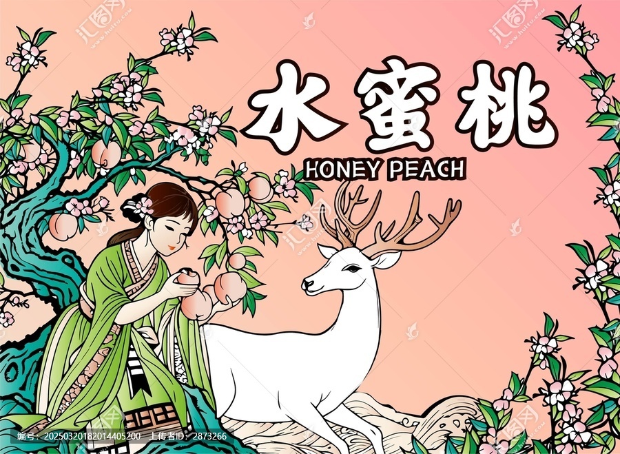 水蜜桃包裝插畫