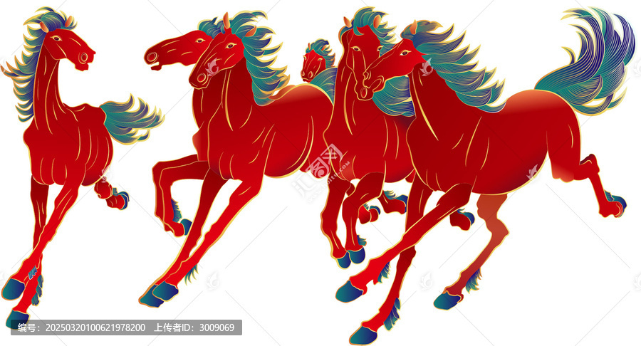 徐悲鴻六駿圖插畫