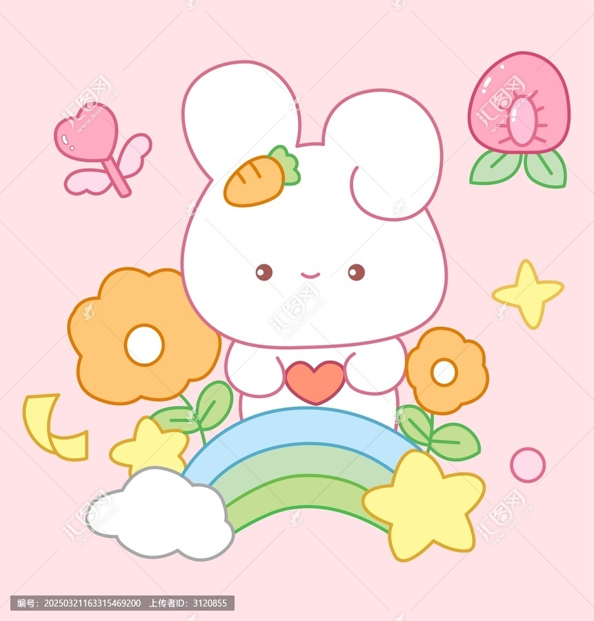 可愛卡通兔子印花圖案