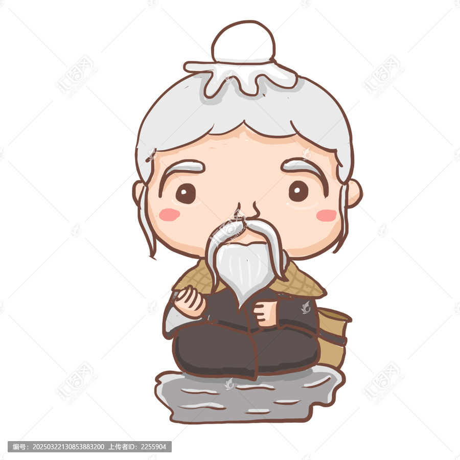 手繪卡通古代人姜子牙免摳元素