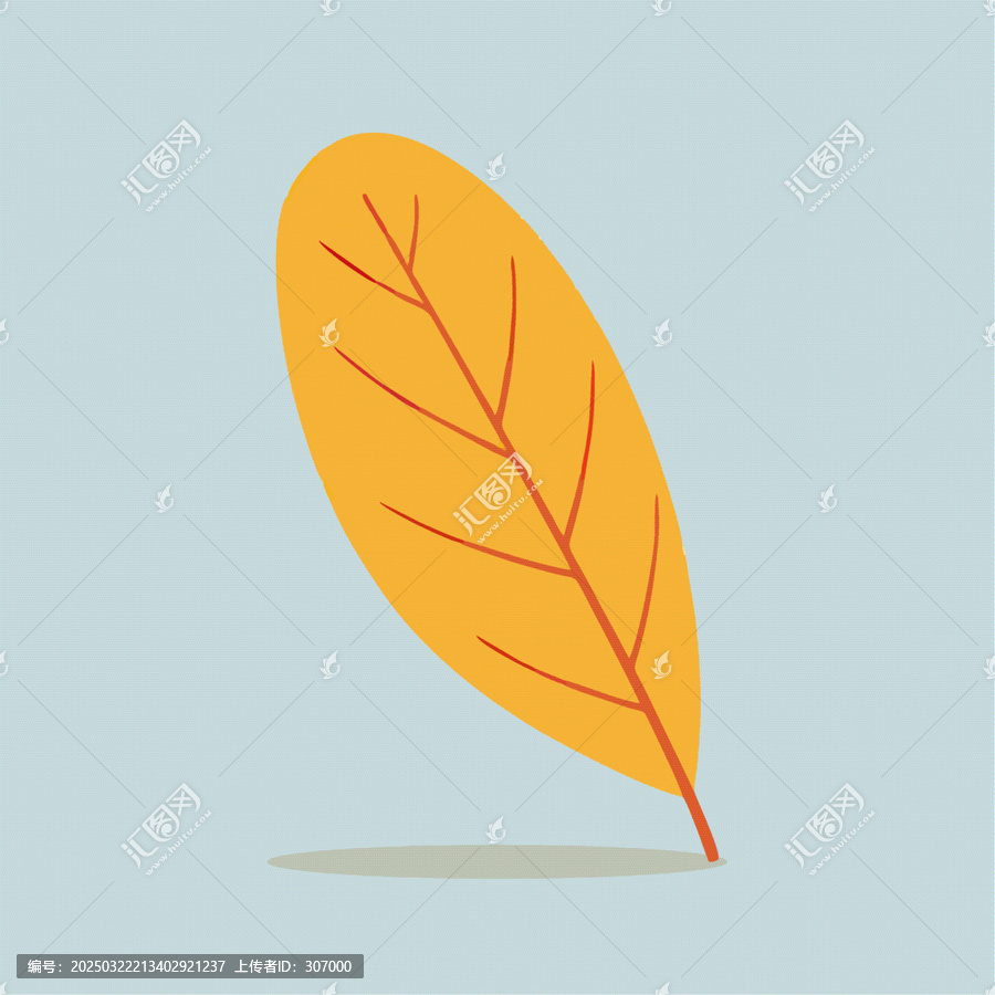 黃色單葉片的卡通Q版兒童插畫(huà)