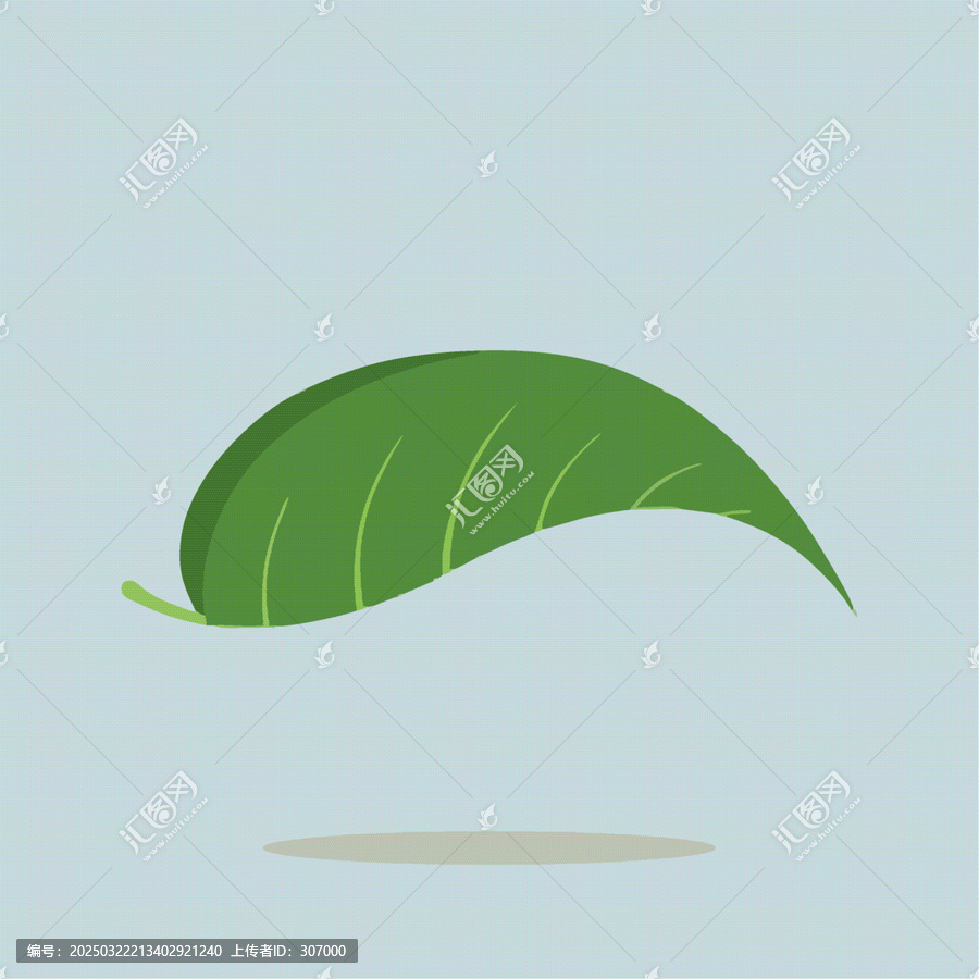 綠色單葉片的卡通Q版兒童插畫