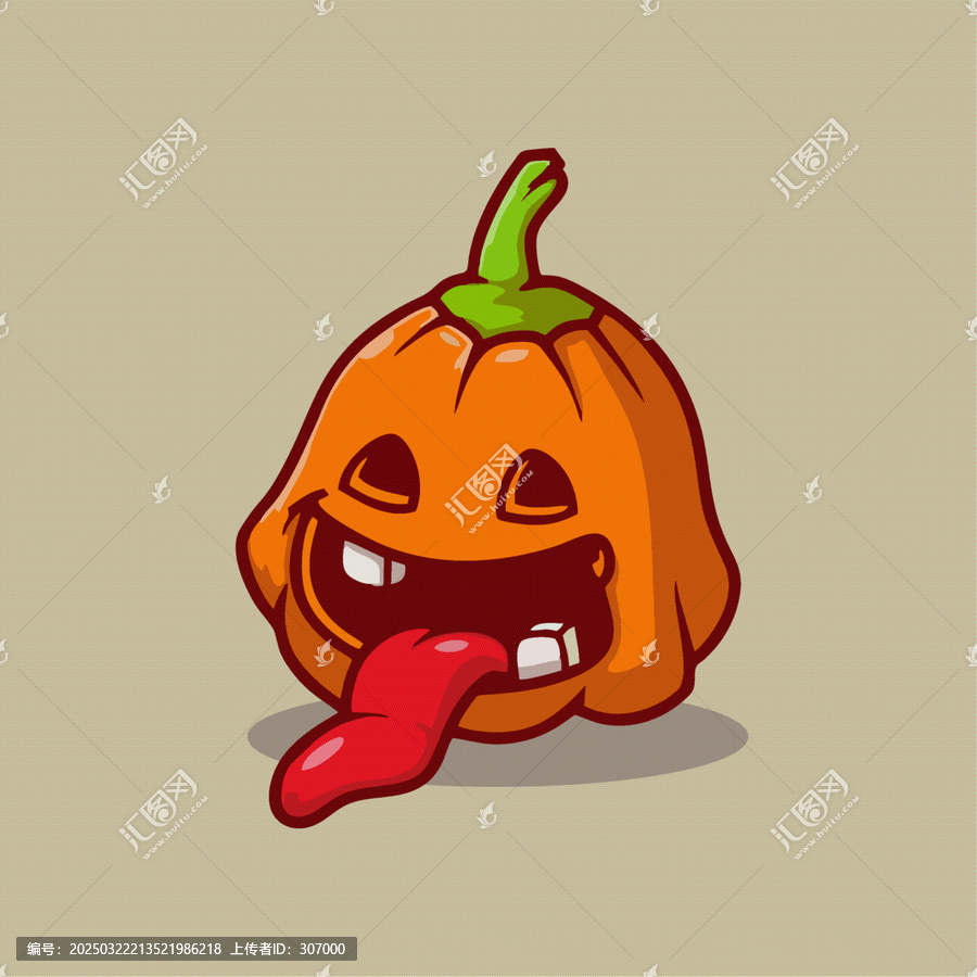 吐舌頭大笑的南瓜卡通卡通Q版兒童插畫