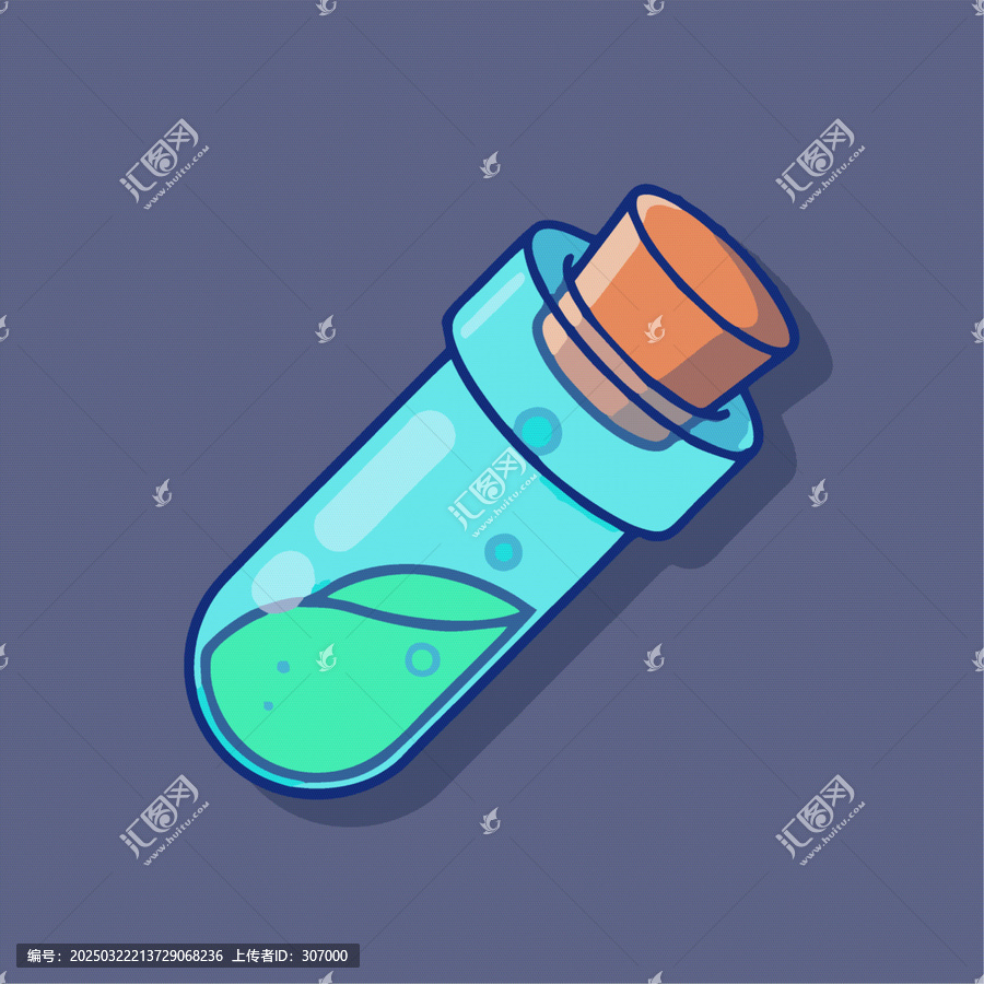 裝液體和液體的試管卡通Q版兒童插畫