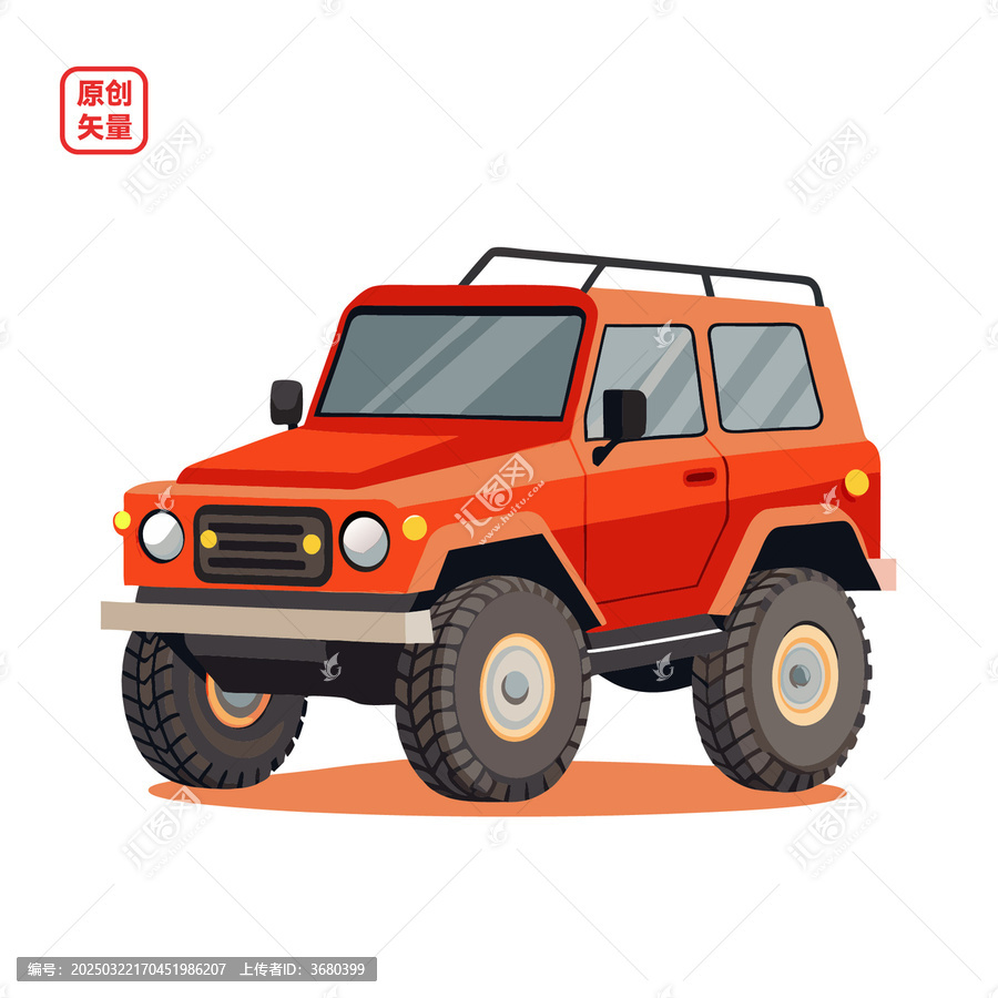 矢量插圖紅色車輛吉普車