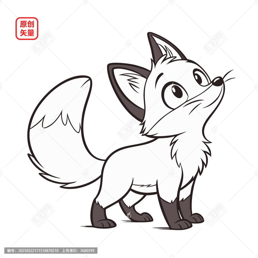 矢量插圖動物簡約線條小狐貍