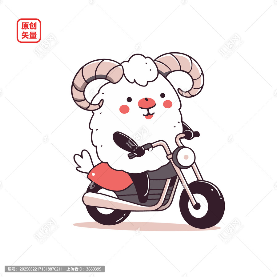 矢量插圖動(dòng)物可愛騎摩托山羊