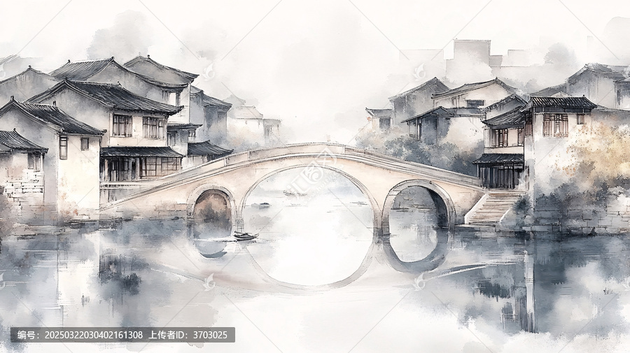 水彩水墨山水