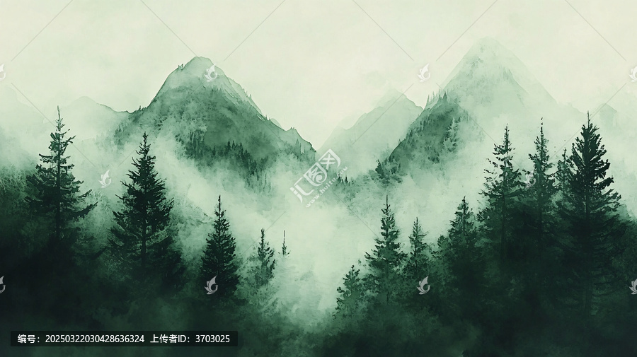墨綠山峰背景