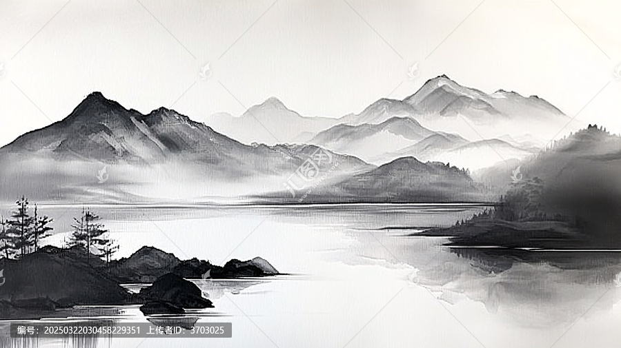 磨砂山水意境畫