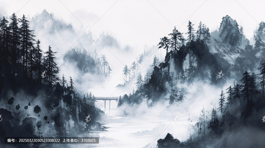 數(shù)碼意境煙墨山水