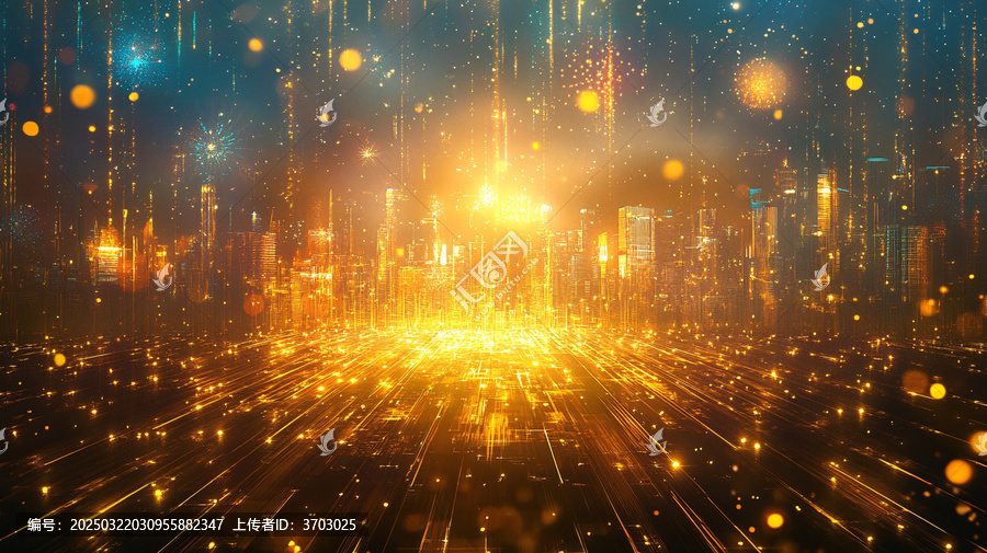 金色城市科技線條