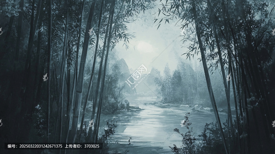 月夜竹林背景