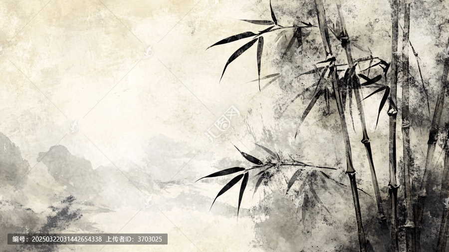 竹林古典水墨畫