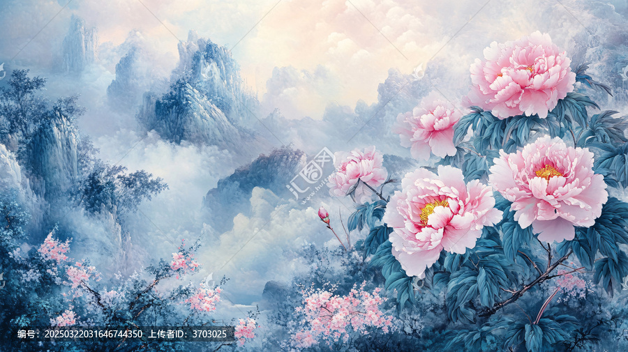 山水畫(huà)風(fēng)景畫(huà)花開(kāi)富貴