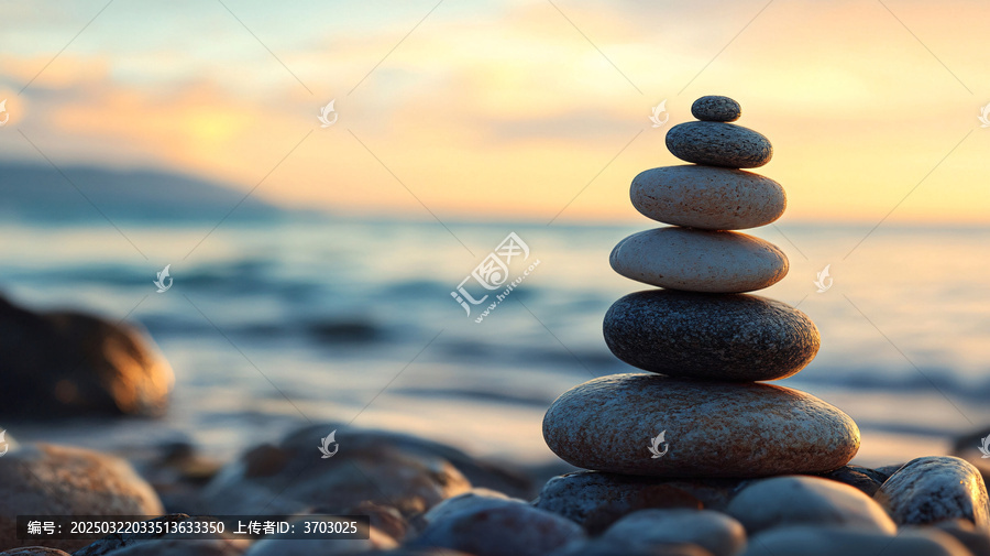 海邊石頭堆
