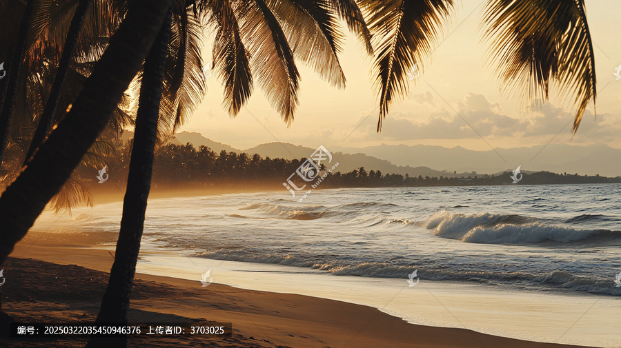 海邊夕陽椰樹
