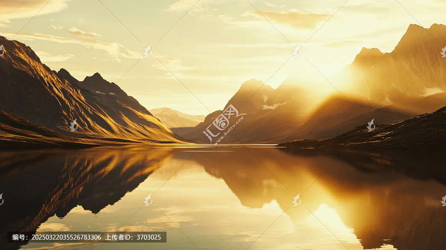 金色山水湖泊