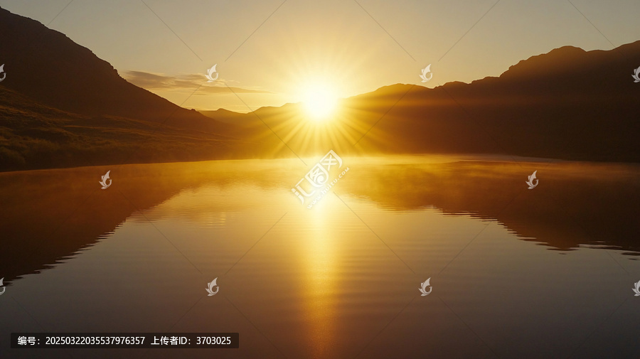金色陽光撒滿湖面