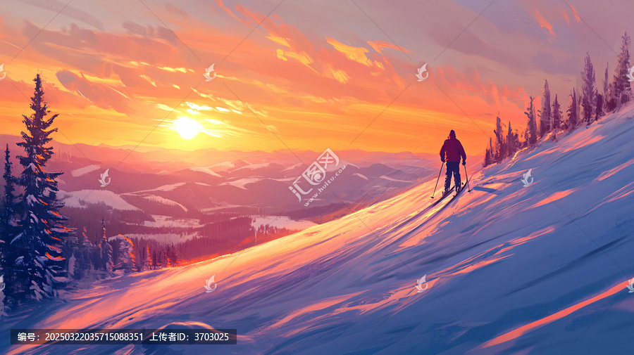 冬季戶外登山雪景