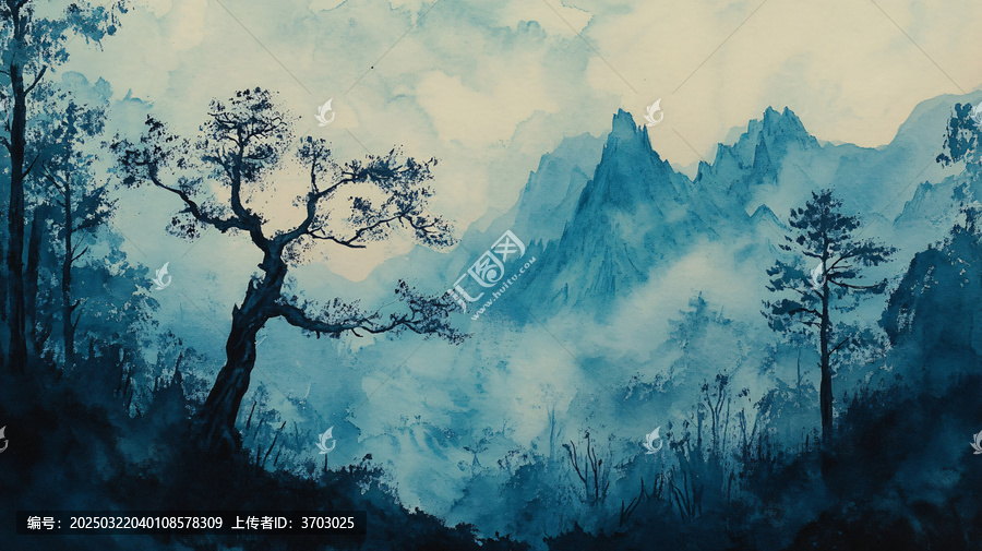 唯美意境彩墨山水