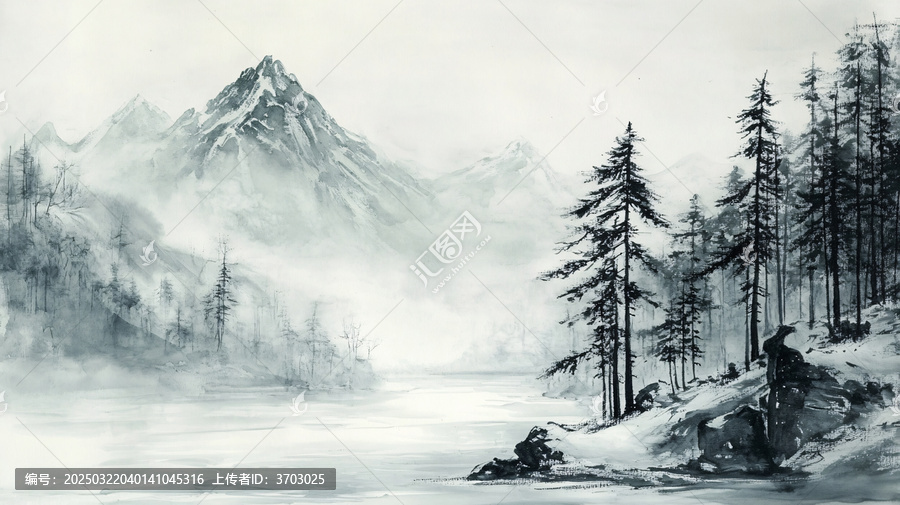 水墨數(shù)字畫山水畫壁紙