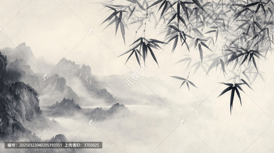 竹林古典水墨畫
