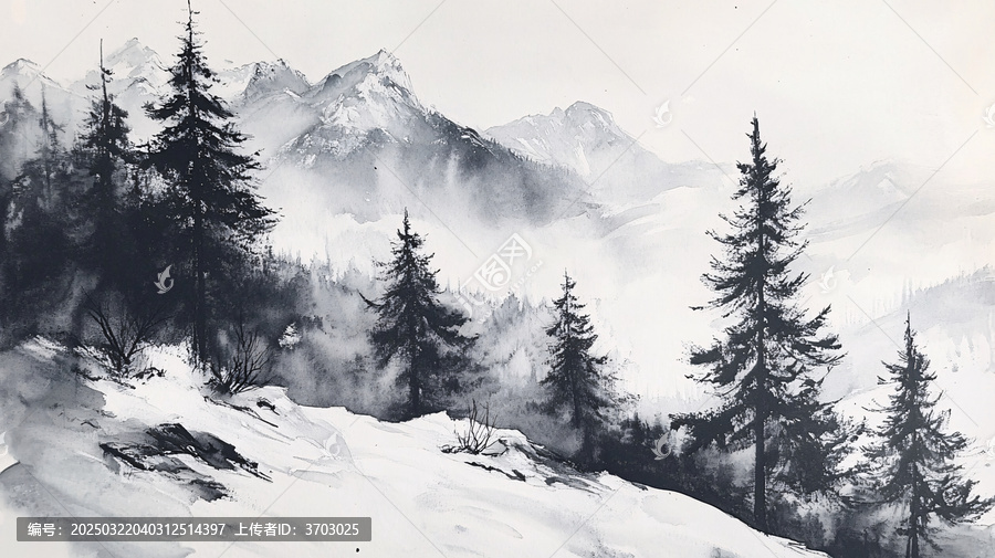 雪山原畫