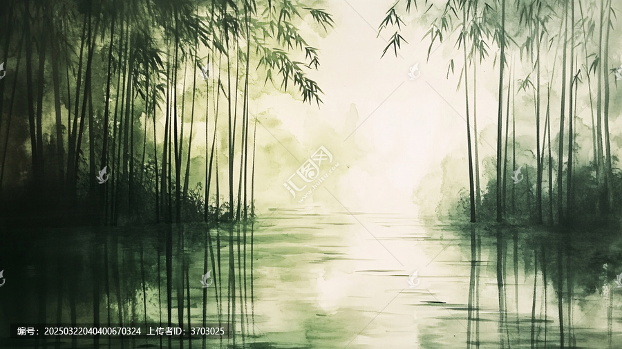 意境竹林山水畫