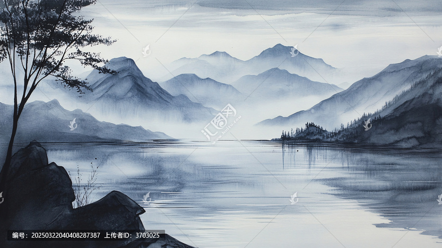水墨數(shù)字畫山水畫壁紙