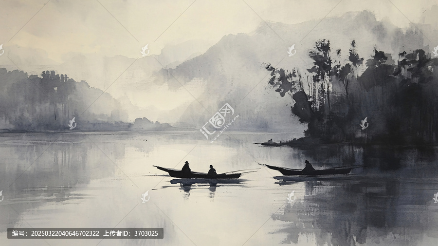 文萊水彩水墨山水