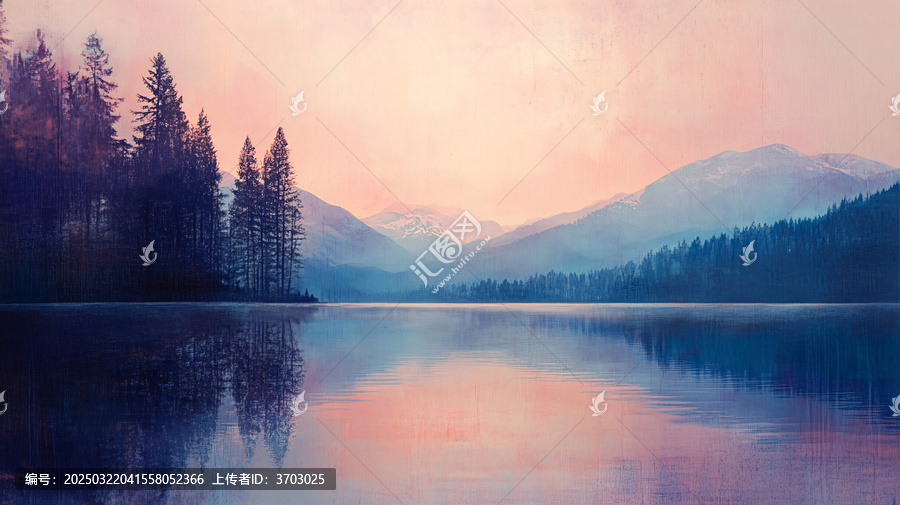唯美朦朧湖景