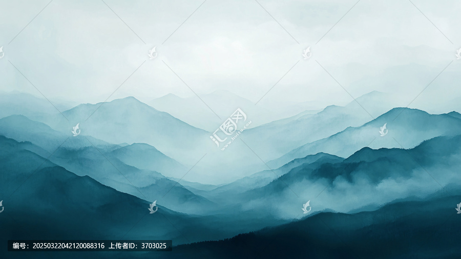 藍調(diào)水墨群山