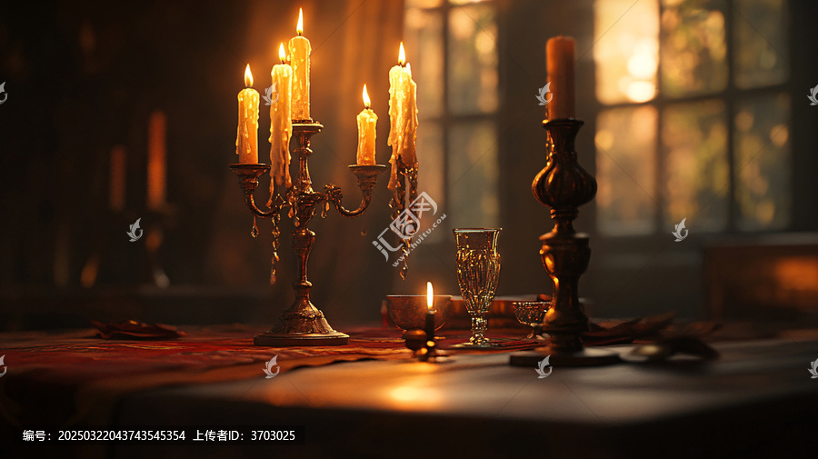 傍晚臺(tái)燈蠟燭