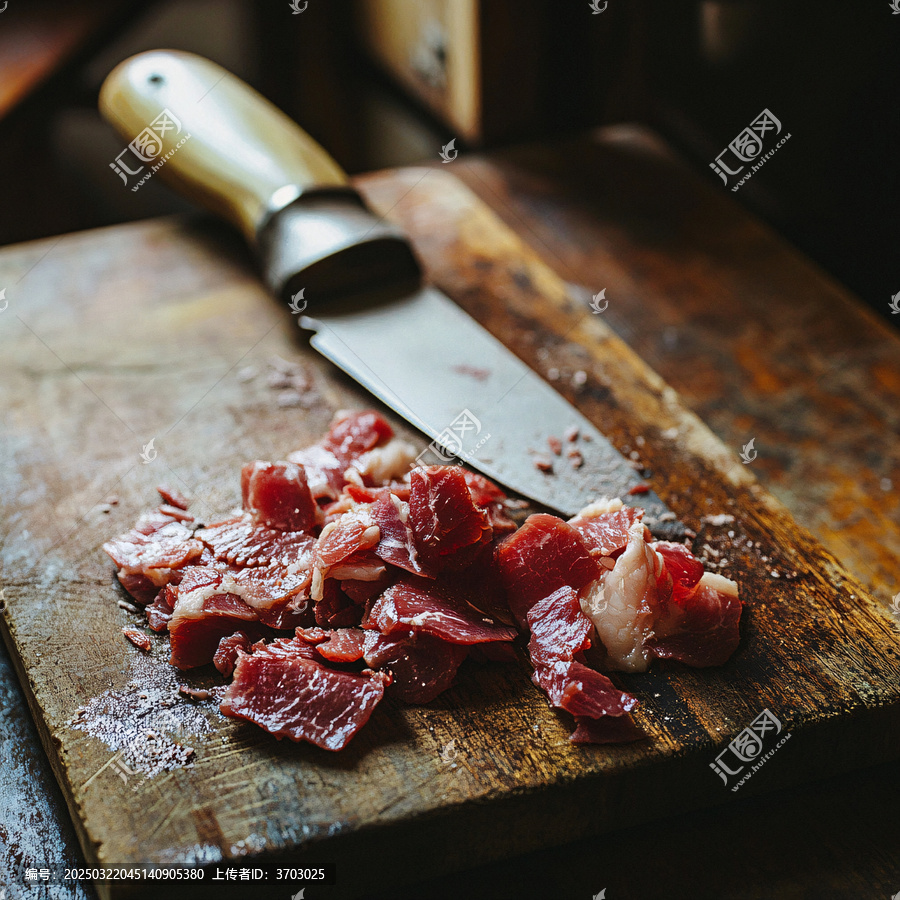 案板上切牛肉