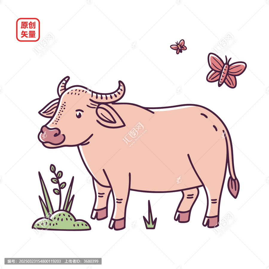 矢量插圖動(dòng)物簡(jiǎn)約黃牛