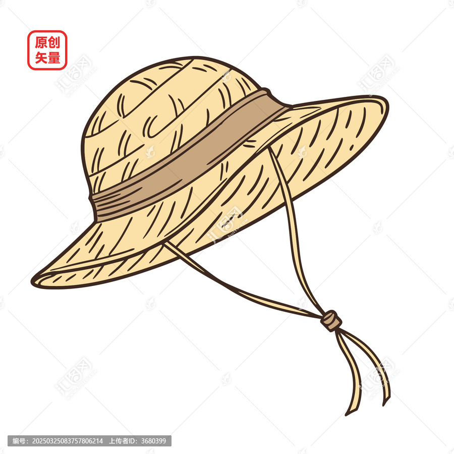 矢量插圖帽子簡約草帽