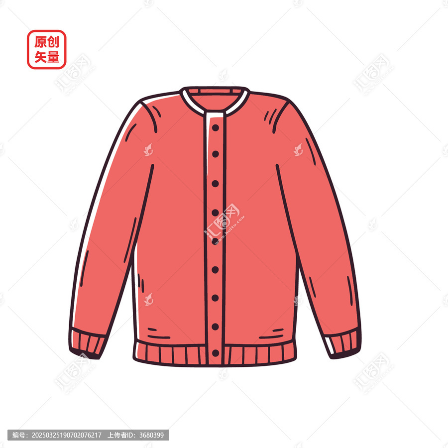 矢量插圖服裝簡約紅色羊毛衫